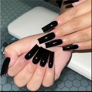 24 Piece Long Black Square Press on Nails